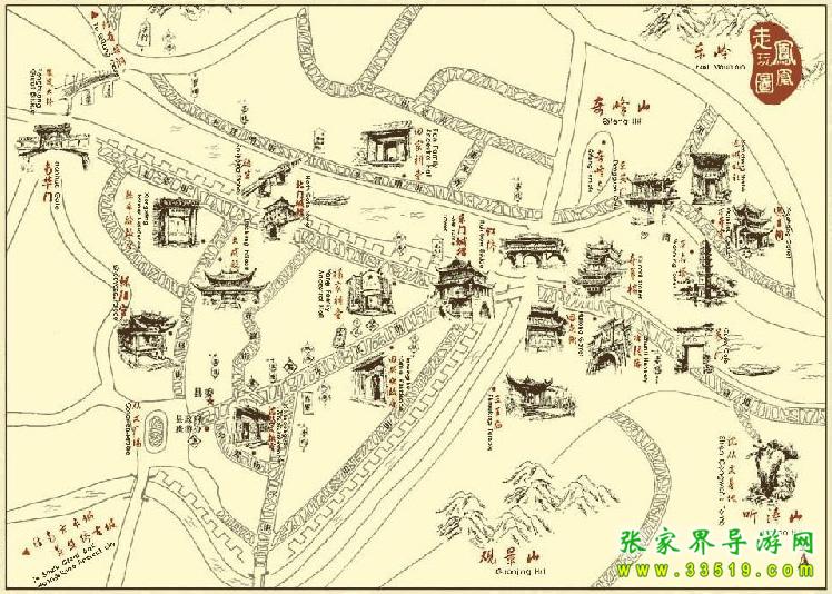 鳳凰古城景點分布圖